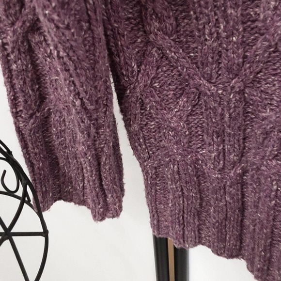 Cozy Purple Chunky Cotton Blend Spring Beach Sweater - Picture 6 of 8